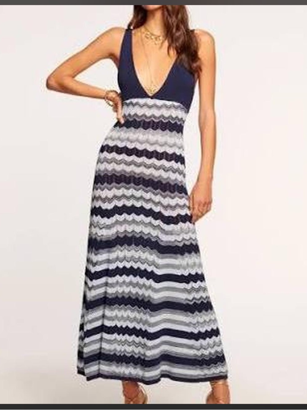 NWT RAMY BROOK mylah maxi in navy combo sz L